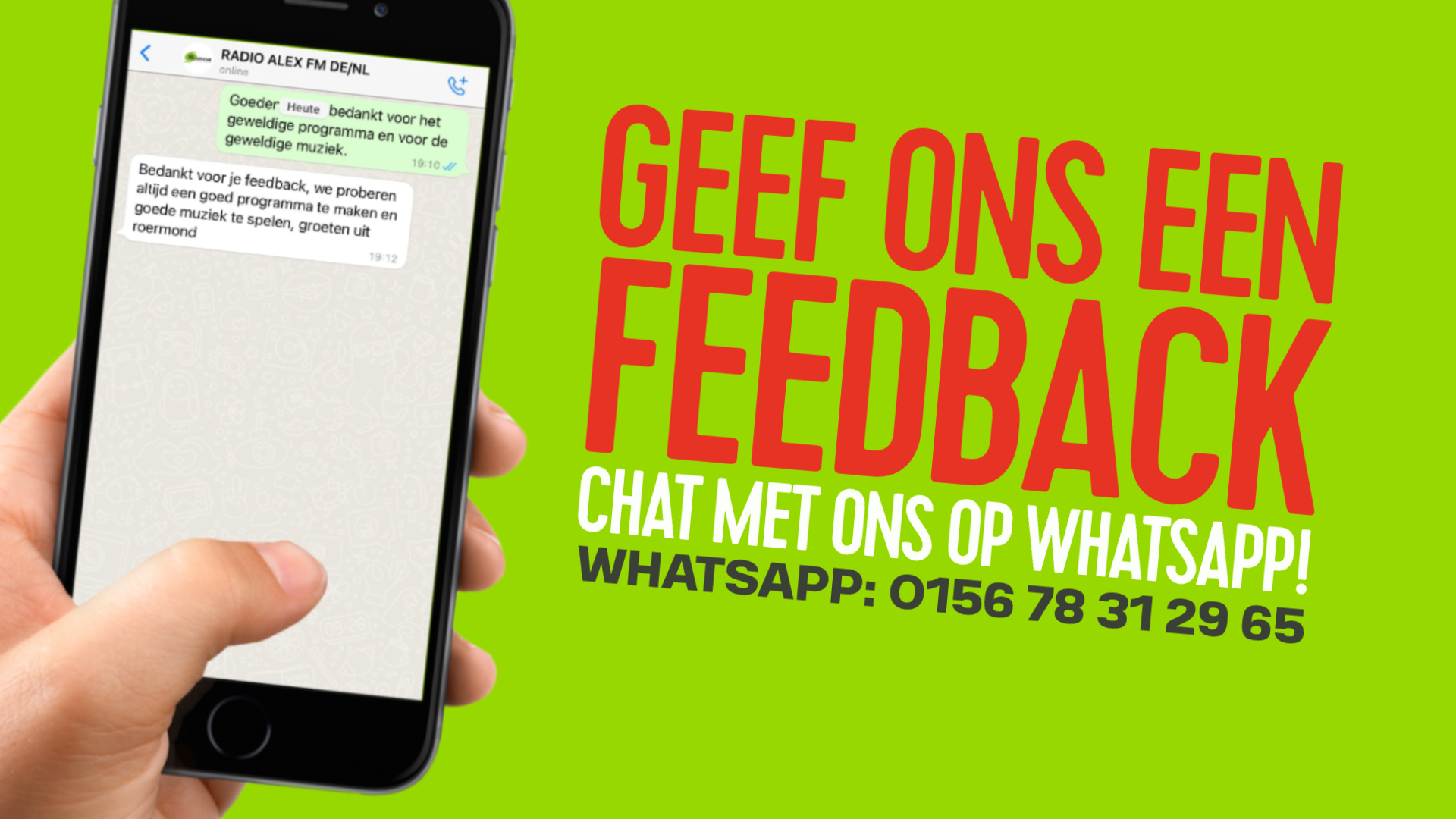 Geef ons een Feedback via WhatsApp!
